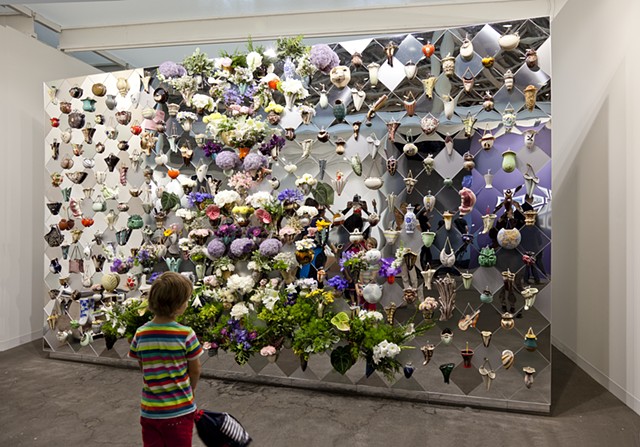 “Blumenmauer,” or “Flower Wall,” by Gitte Schaefer, presented in the Art Statements section of Art Basel, by the Zurich gallery called Lullin+Ferrari.