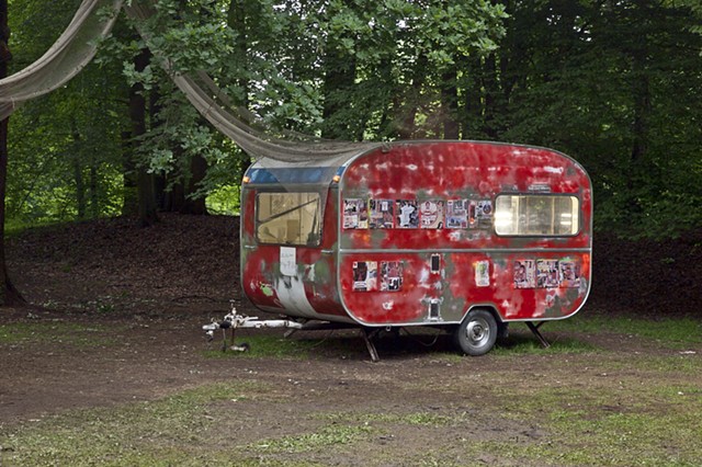 Installation entitled "MON CHERI, A Self Portrait As A Scrapped Shed" by Shinro Ohtake in Kassel's Karlsaue Park, Documenta 13