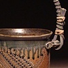 Textured salt vase with reed handle
