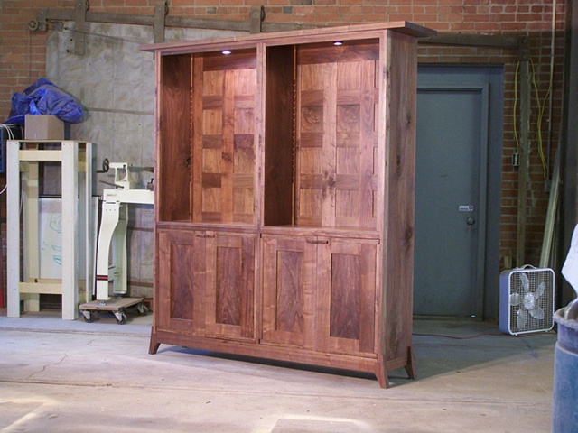 Walnut hutch, wood hinges
