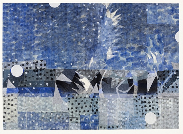Keiko Hara
Space Sukumu-Sky 16
Monotype print with collage and hand work
30 x 22 inches

