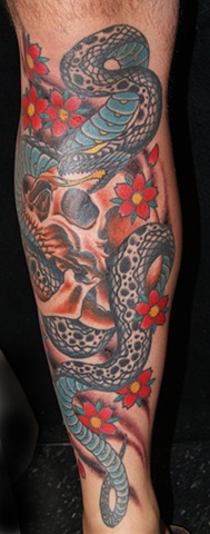 skull and snake tattoo - anthony filo rochester
