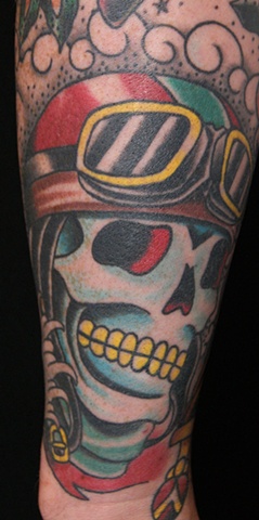 racer skull tattoo - anthony filo rochester