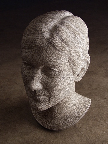 Self Portrait with Mishima (greenware)