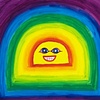 Happy Rainbow. 18x24in. acrylic on paper
