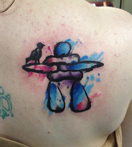 black widow custom tattoo amp design watercolor inukshuk black widow custom tattoo amp design watercolor inukshuk