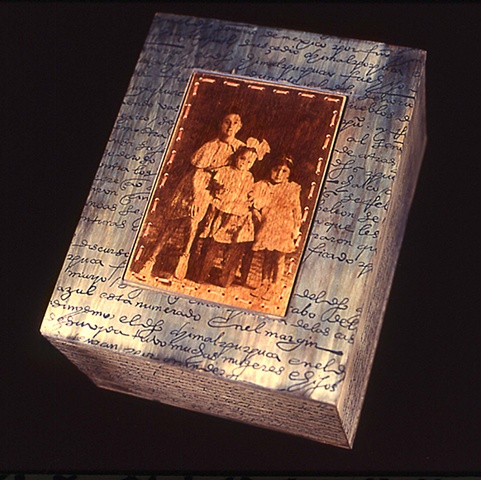cyanotypes on wood, dove tail