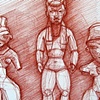 Olmec three small clay figures