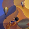 musician with balloons