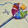 lolly with ribbon on green