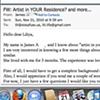 A screen shot of James' email.