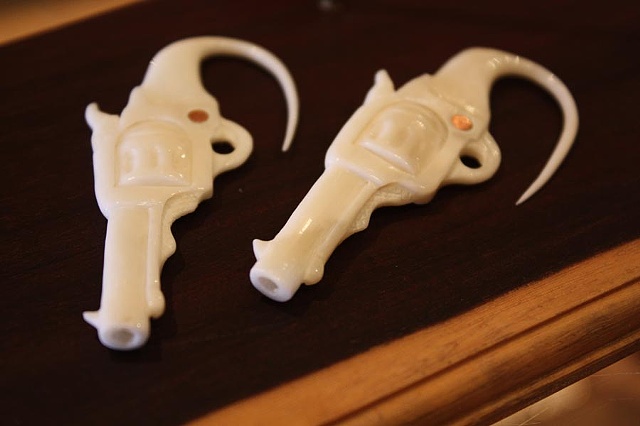 10gauge (2.4mm) bone with copper inlays