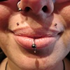 matching monroe piercings with 16gauge labrets with 2mm prong-set light purple cubic zirconia from Neometal