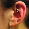 Rook piercing with 18gauge captive bead ring