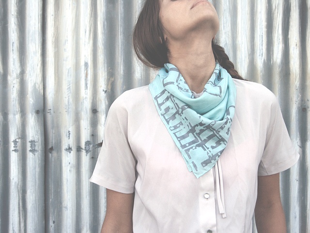 Japanese Art Deco Inspired Scarf (Crisp Cucumber)