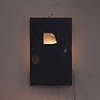 part of metal cabinet shelf, lamp, glass, ash