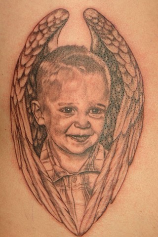 8th day tattoo portrait with angel wings 8th day tattoo portrait with angel wings