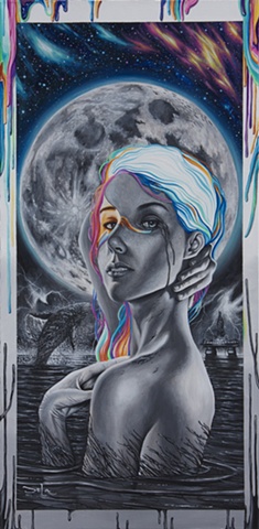 87 days water lady in the water thunder oil spill color moon stars galaxy