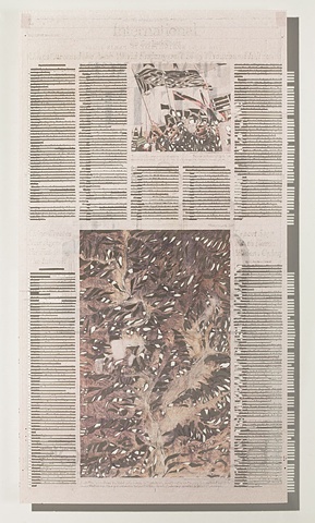 political, obsessive, cut paper newspaper pieces