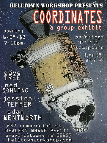 Poster for the COORDINATES exhibit at Helltown Workshop designed by Joey Mars.  Image by Dave Tree.