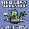 Helltown Workshop at Spiritus Pizza.  August 10th through the 21st.  Paintings, drawings and sculpture