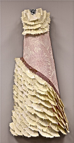 strawberries and cream palette. Abstracted wedding dress.
