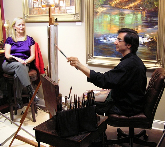 Oil portrait demo at Highlands Art Gallery with artist Lili Anne Laurin