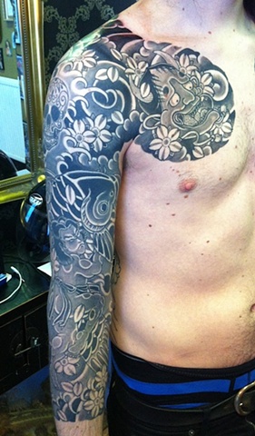 japanese tattoo by fil wood kintaro and koi 3 4 sleeve japanese tattoo by fil wood kintaro and koi 3 4 sleeve