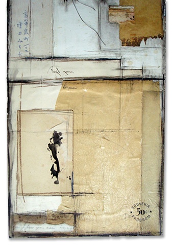 Crystal Neubauer Original Fine Art Collage Mixed Media 12 x 30 Suppose