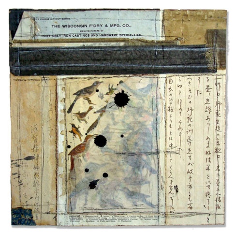 Crystal Neubauer Collage Season of Singing Mixed Media Abstract Art Salvaged Altered