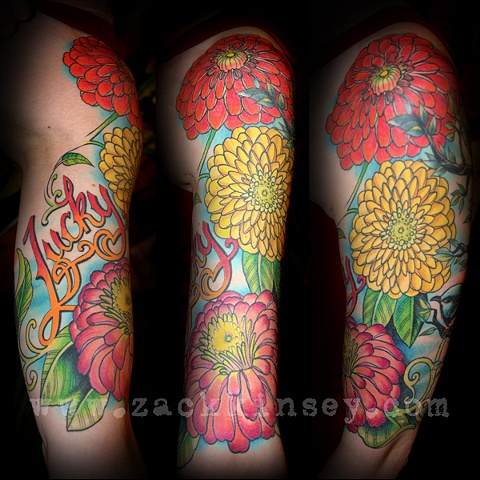 tattoos by zack kinsey letta s zinnias tattoos by zack kinsey letta s zinnias