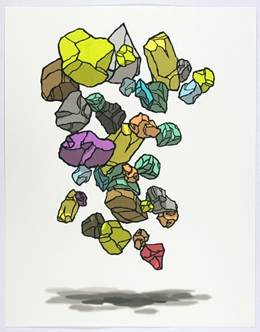 Shawn Bitters Screen Print serigraph silkscreen rockfall avalanche Digital Print
