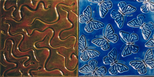 Snakes & Butterflies - 8"sq