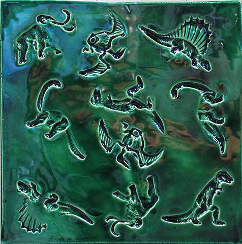 Dinosaurs green 8"x8"