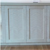 Close-up English Sycamore Entertainment center. 