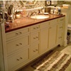 Painted Vanity with Teak and Holly Inlaid Countertop 