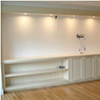 English Sycamore Built-in entertainment center. 