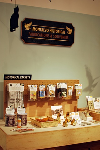 INSTALLATION VIEW:
Montalvo Historical Fabrications & Souvenirs
2012
Site-specific installation with repurposed materials, crafted and/or modified souvenirs, and public engagements.