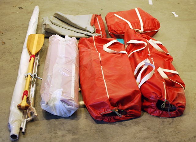 Baby (Medium for Intercultural Navigation)
2011/12
Wood, PVC fabric, aluminum, and mixed media
13' x 6' x 16' (Assembled)