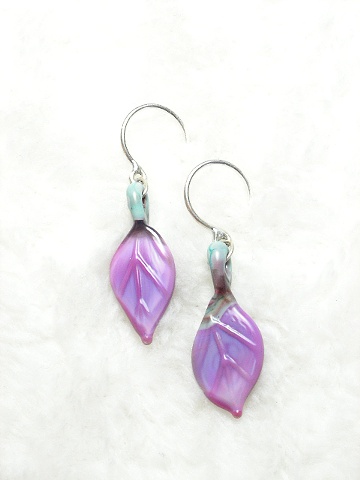 Pink-Lavender Leaf Earrings