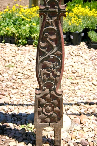Lightly painted, carved teak pillar #10