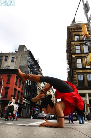 Red Dress Forearm Street Corner Elegance ~ NYC
