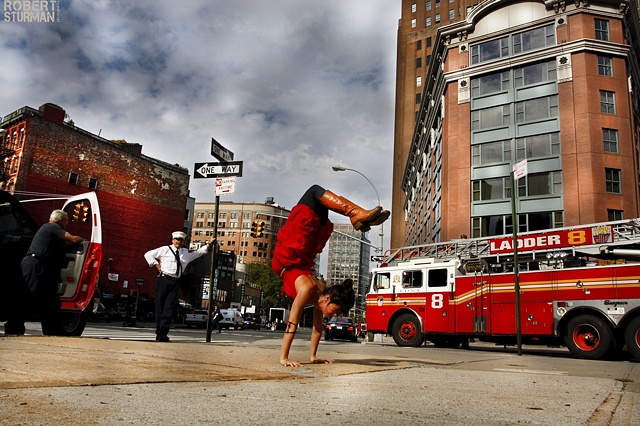 Red Dress Handstands with the Chief ~ NYC