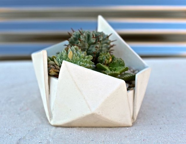  white signature folded planter