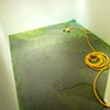Jasmyne Graybill
Run-Off
Acrylic paint, polymer clay, sprinkler, spigot, water hose
9 x 7 square
(Installation view)
