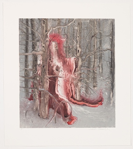 Inka Essenhigh, monotype, saint in snow