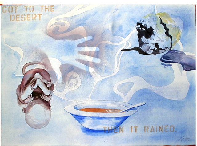 watercolor, collage, juxtapose, conceptual Rachel series