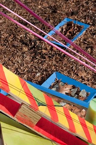 installation sculpture Heather Brammeier Jessica Bingham outdoor tree branches flagging tape