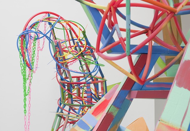 Heather Brammeier artwork installation colorful abstract sculpture tubing art installation St. George and the Dragon
