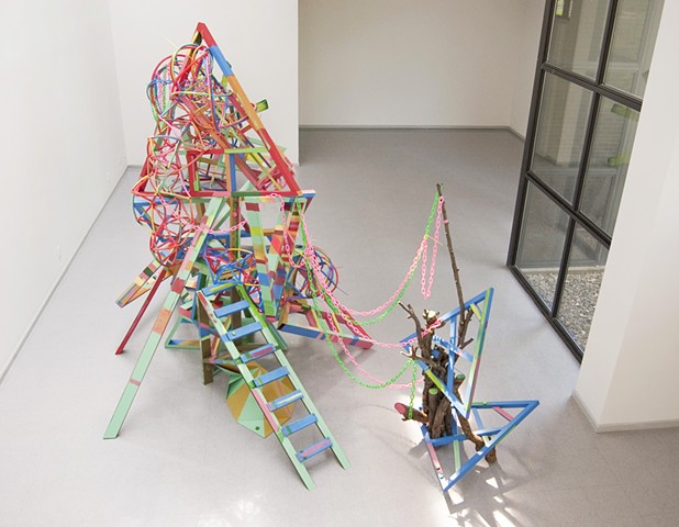 Heather Brammeier artwork installation colorful abstract sculpture tubing art installation Tower